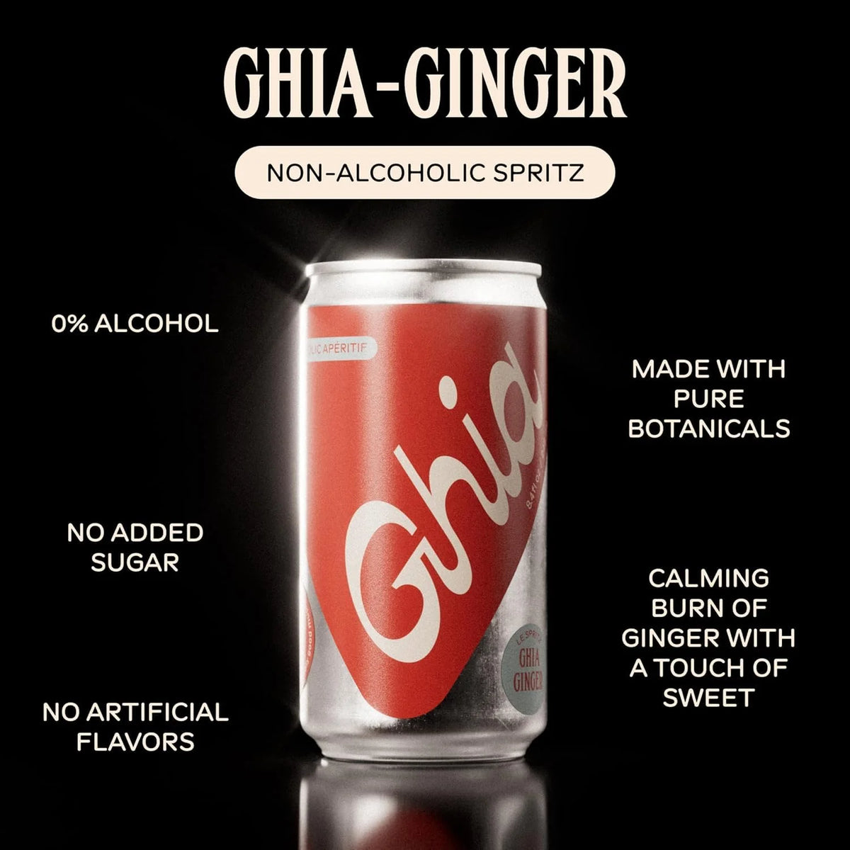 Ghia Non-Alcoholic Ginger Le Spritz, 8.4 Fl Oz (4-Pack) | Mocktail & Cocktail Mixer, Zero Proof Sparkling Apéritif with Soothing Herbal Extracts