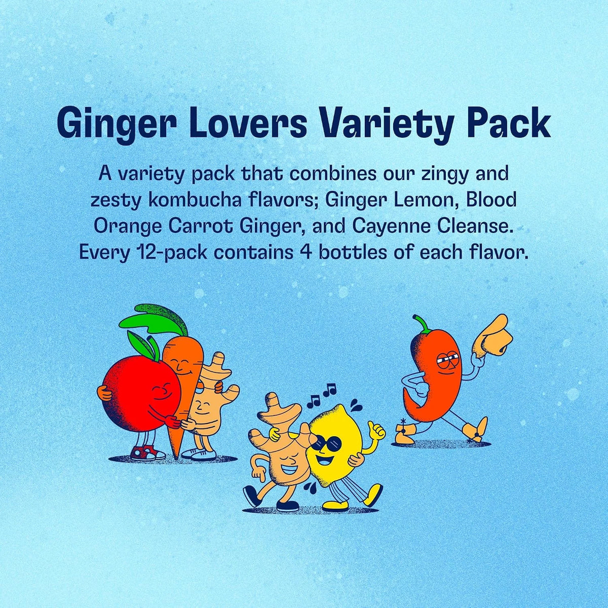 Health-Ade Kombucha Tea Organic Drink, Fermented Tea with Living Probiotics, Detoxifying Acids, Supports Gut Health, Non-GMO, Vegan, Gluten Free, 12 Pack (16 Fl Oz Bottles), Ginger Lovers Variety Pack