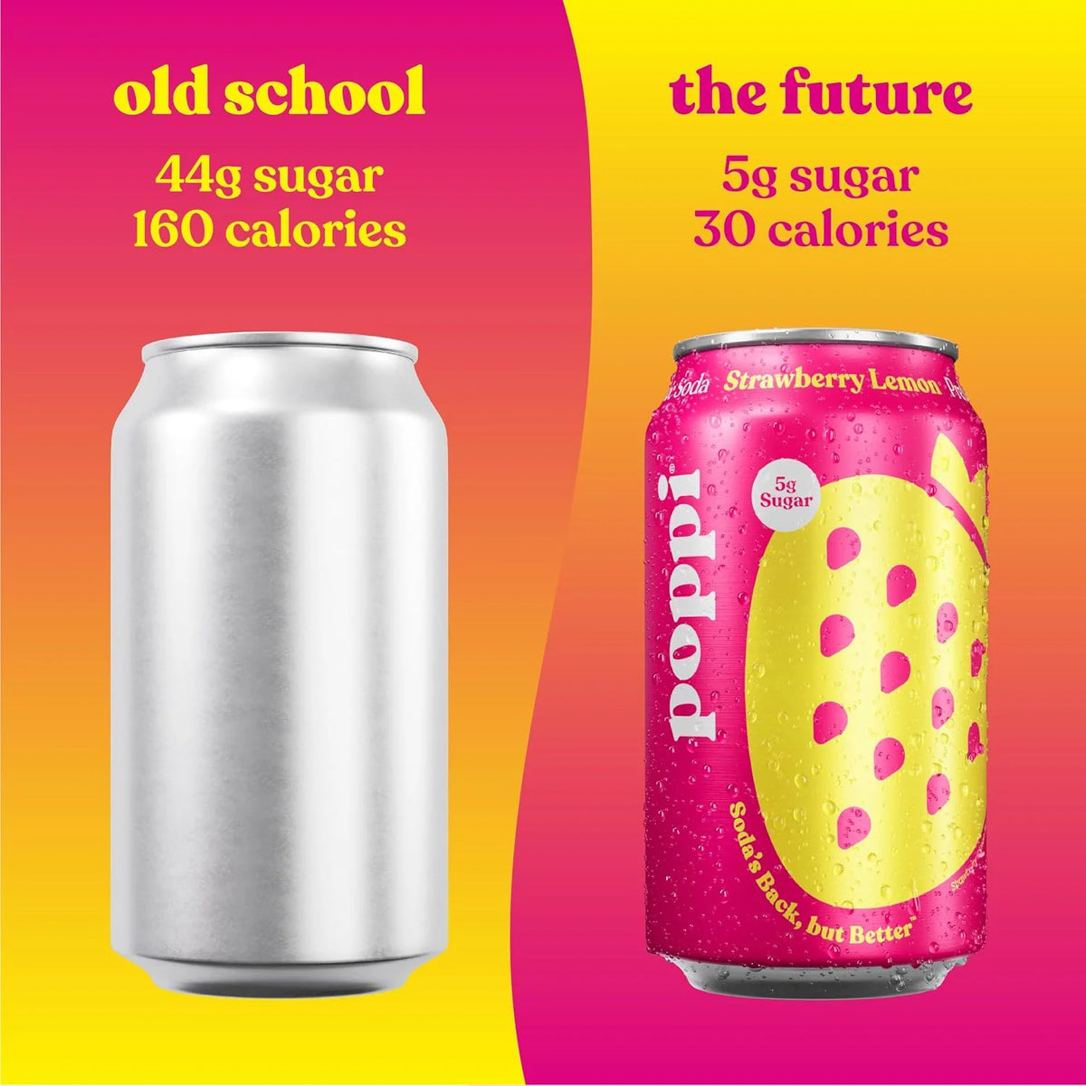 Poppi Sparkling Prebiotic Soda Beverage with Apple Cider Vinegar, Seltzer Water and Fruit Juice, Strawberry Lemon Flavor, 12 Fl Oz, 1 Count, Packaging May Vary