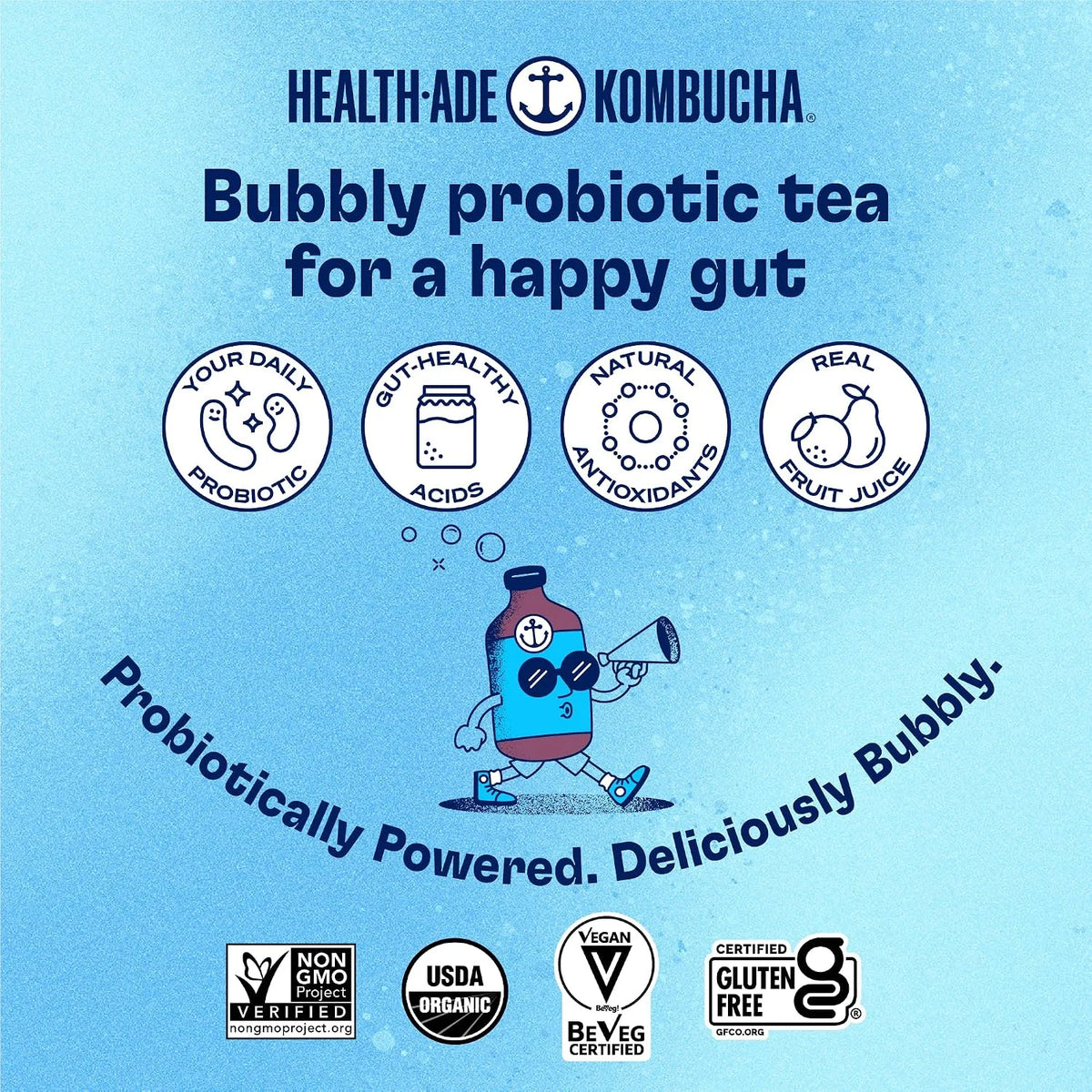 Health-Ade Fan Favorite Variety Pack Kombucha Tea, Organic Drink with Living Probiotics, Detoxifying Acids, Supports Gut Health, Non-GMO, Vegan, Gluten Free, 12 Pack (16 Fl Oz Bottles)