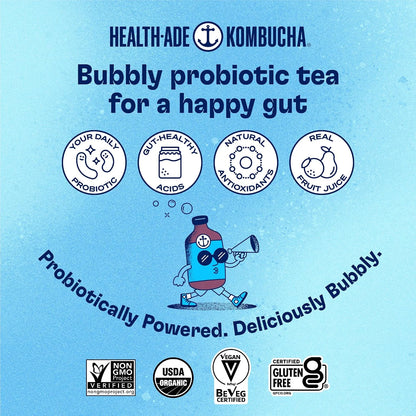 Health-Ade Fan Favorite Variety Pack Kombucha Tea, Organic Drink with Living Probiotics, Detoxifying Acids, Supports Gut Health, Non-GMO, Vegan, Gluten Free, 12 Pack (16 Fl Oz Bottles)