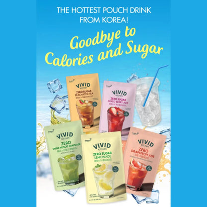 VIVID KITCHEN Lemonade Pouch Drinks – Zero Sugar, Zero Calories | Korean Convenience Store Drink | No Artificial Preservatives or Corn Syrup | 6.4 fl oz (10 Pouches) (10 Pouch, Lemonade)