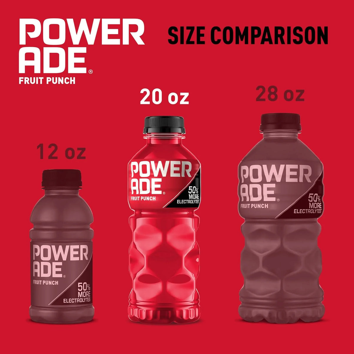 Powerade Fruit Punch, Electrolyte Enhanced Sports Drink, 20 Fl Oz Bottles, 8 Pack