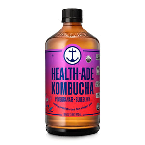 Health-Ade Kombucha Tea Organic Drink, Fermented Tea with Living Probiotics, Detoxifying Acids, Supports Gut Health, Non-GMO, Vegan, Gluten Free, 12 Pack (16 Fl Oz Bottles), Pomegranate Blueberry