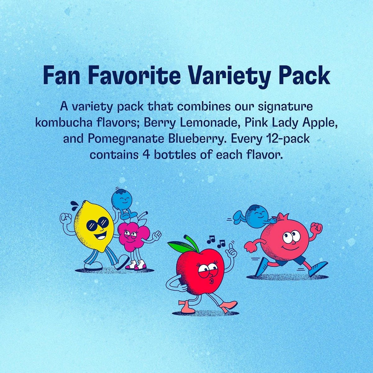 Health-Ade Fan Favorite Variety Pack Kombucha Tea, Organic Drink with Living Probiotics, Detoxifying Acids, Supports Gut Health, Non-GMO, Vegan, Gluten Free, 12 Pack (16 Fl Oz Bottles)