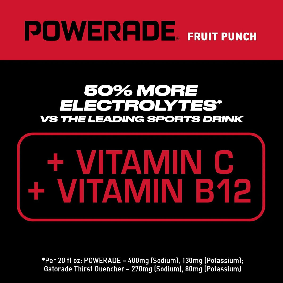 Powerade Fruit Punch, Electrolyte Enhanced Sports Drink, 20 Fl Oz Bottles, 8 Pack