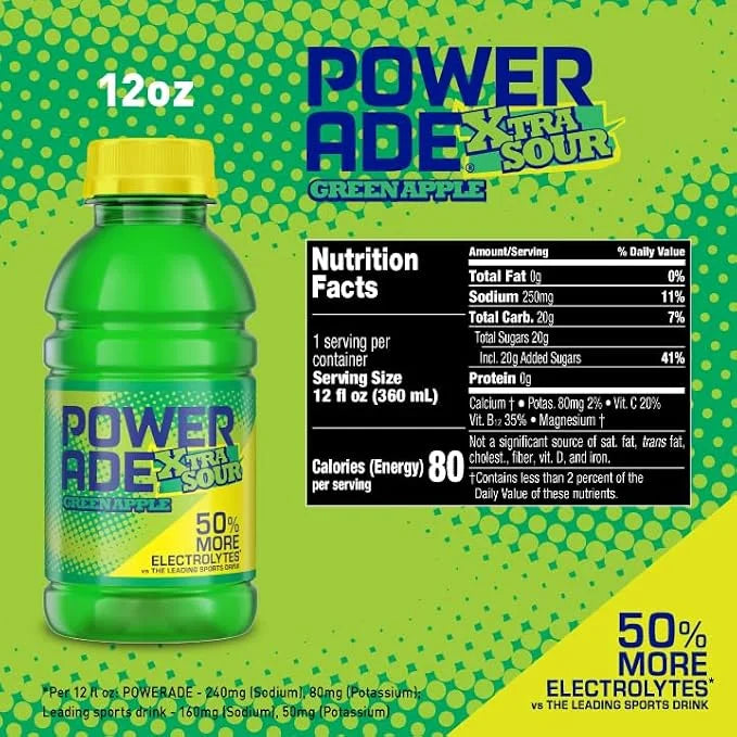 POWERADE Green Apple XTRA Sour 12oz 8pk
