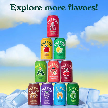 OLIPOP 6g Fiber Prebiotic Soda, Cherry Cola, 12 fl oz, 12 Pack