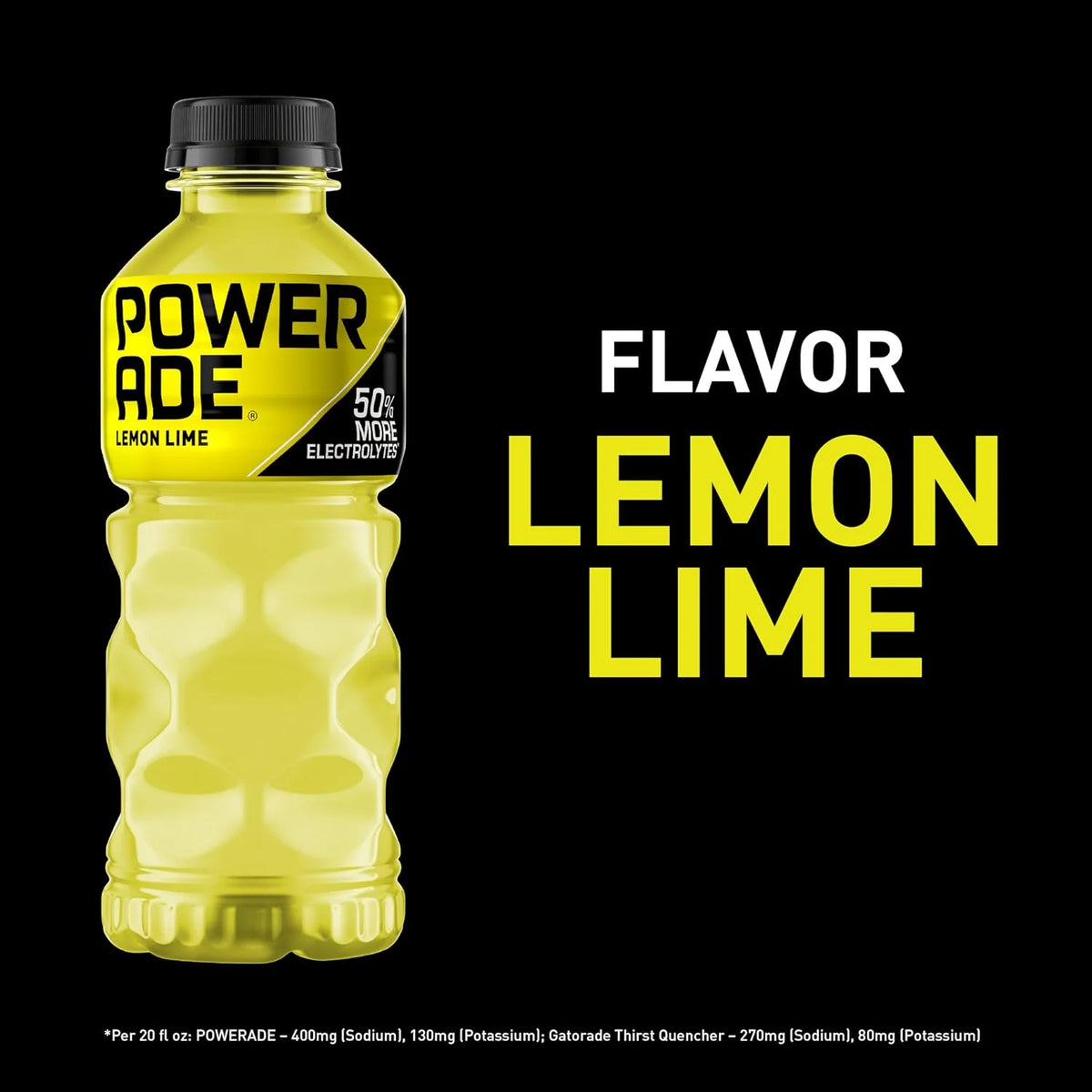POWERADE Sports Drink, Lemon Lime Electrolyte Drink, 20 Oz (8 Pk)