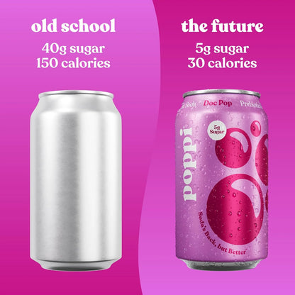 Poppi Prebiotic Soda, Doc Pop, 12 Fl Oz (Pack of 6)