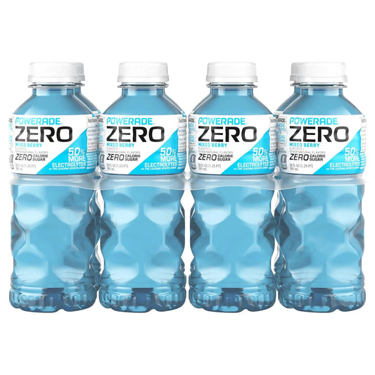 POWERADE Electrolyte Enhanced Zero Sugar Mixed Berry Sports Drink, 20 Ounce (Pack of 8)