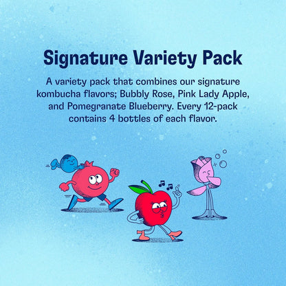 Health-Ade Signature Variety Pack Kombucha Tea, Organic Drink with Living Probiotics, Detoxifying Acids, Supports Gut Health, Non-GMO, Vegan, Gluten Free, 12 Pack (16 Fl Oz Bottles)