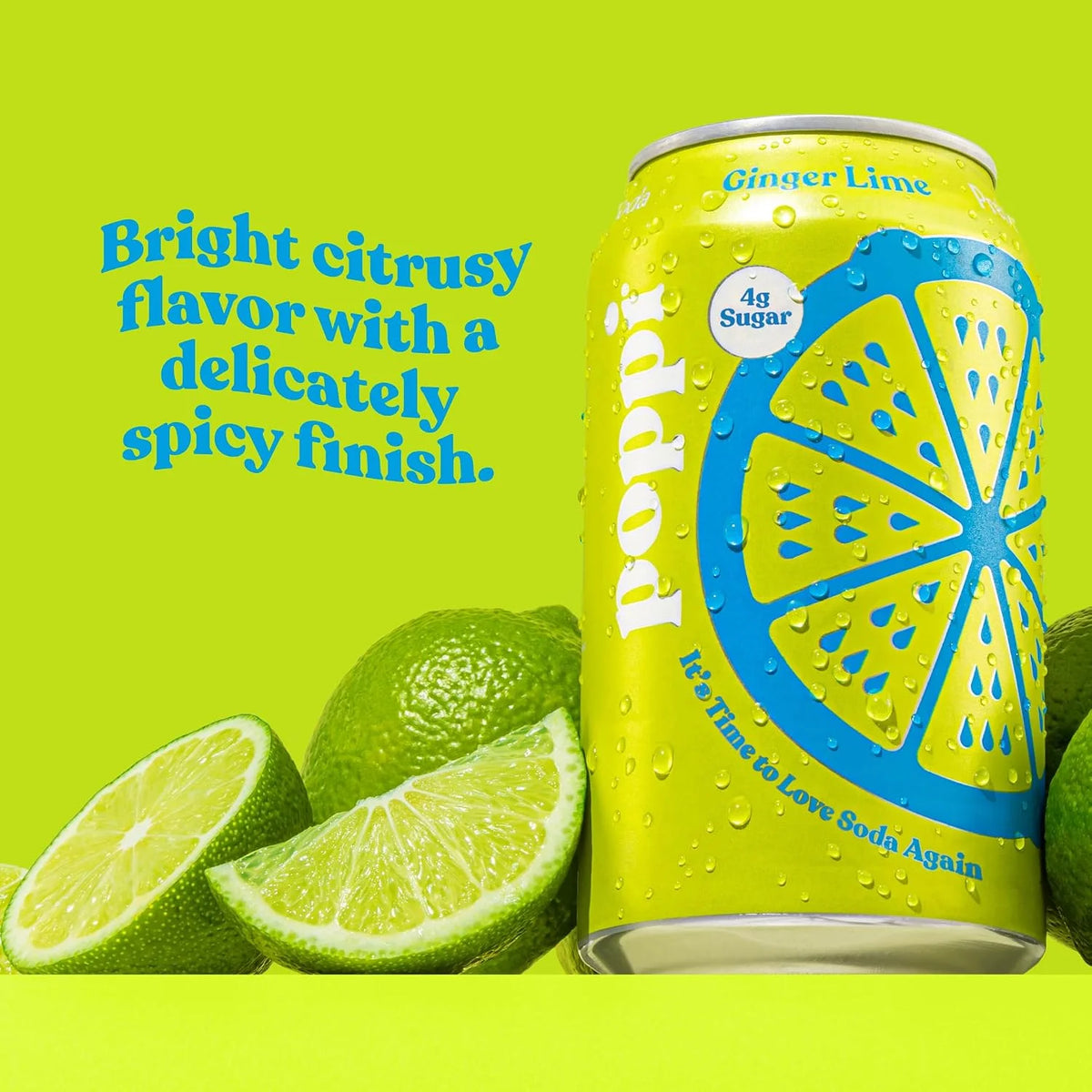 Poppi Lime Ginger Prebiotic Soda, 12 Fz