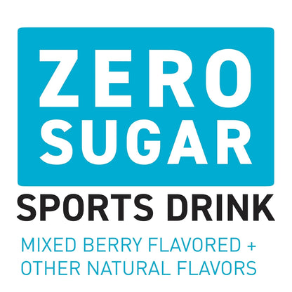 POWERADE Electrolyte Enhanced Zero Sugar Mixed Berry Sports Drink, 20 Ounce (Pack of 8)