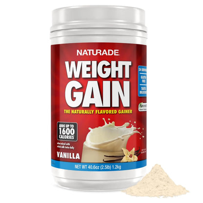 Naturade Weight Gain Nutrition Drink Mix for Healthy Weight Support, Balanced Calories with Protein, Vitamins & Minerals, Vanilla - 40.6 oz