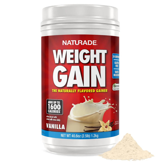 Naturade Weight Gain Nutrition Drink Mix for Healthy Weight Support, Balanced Calories with Protein, Vitamins & Minerals, Vanilla - 40.6 oz