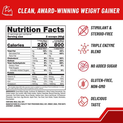 Naturade Weight Gain Nutrition Drink Mix for Healthy Weight Support, Balanced Calories with Protein, Vitamins & Minerals, Vanilla - 40.6 oz