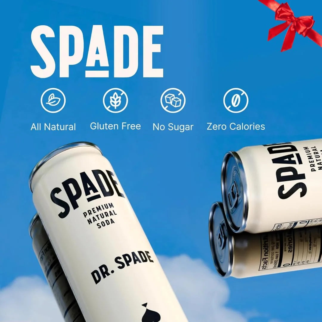 Spade Soda Dr. Spade 12 Pack, Premium All-Natural, No Sugar, No Calories, Electrolytes, Magnesium, Potassium, Healthy Non GMO, Sweet Stevia, No Artificial Sweeteners, Great Taste, Bold Taste